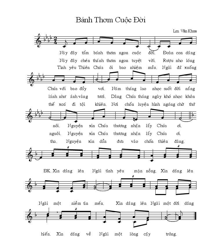 Sheet nhạc Bánh Thơm Cuộc Đời